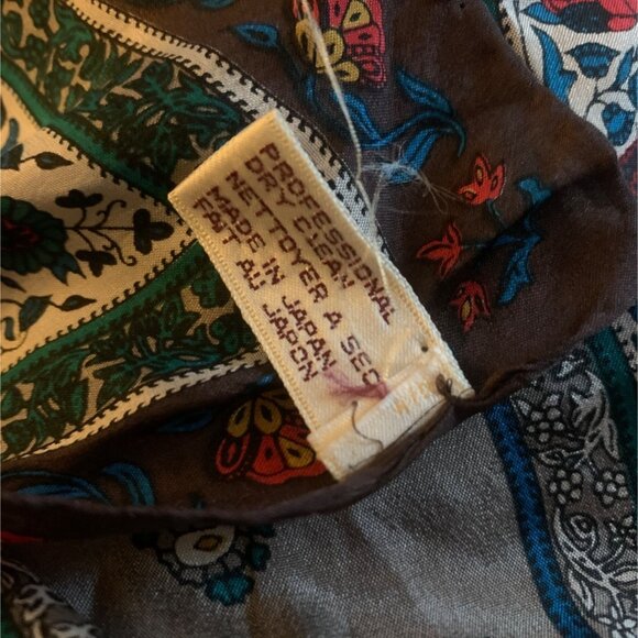 Anne Klein Floral Rectangle 100% Silk Scarf VTG Peasant Bohemian Head/Neck Wrap - Picture 7 of 8